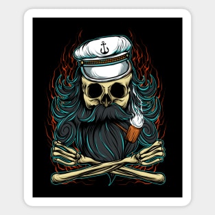 Bearded Skull Pirate Captain Magnet